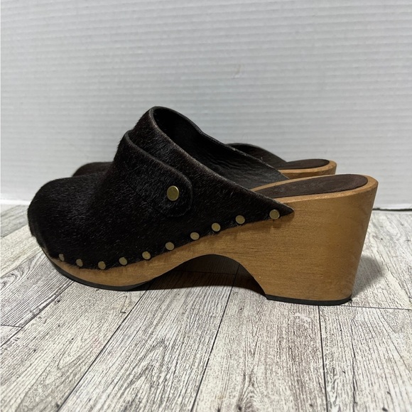 lisa b classic high heel clog in espresso cow hair women’s size 10 - Picture 4 of 12